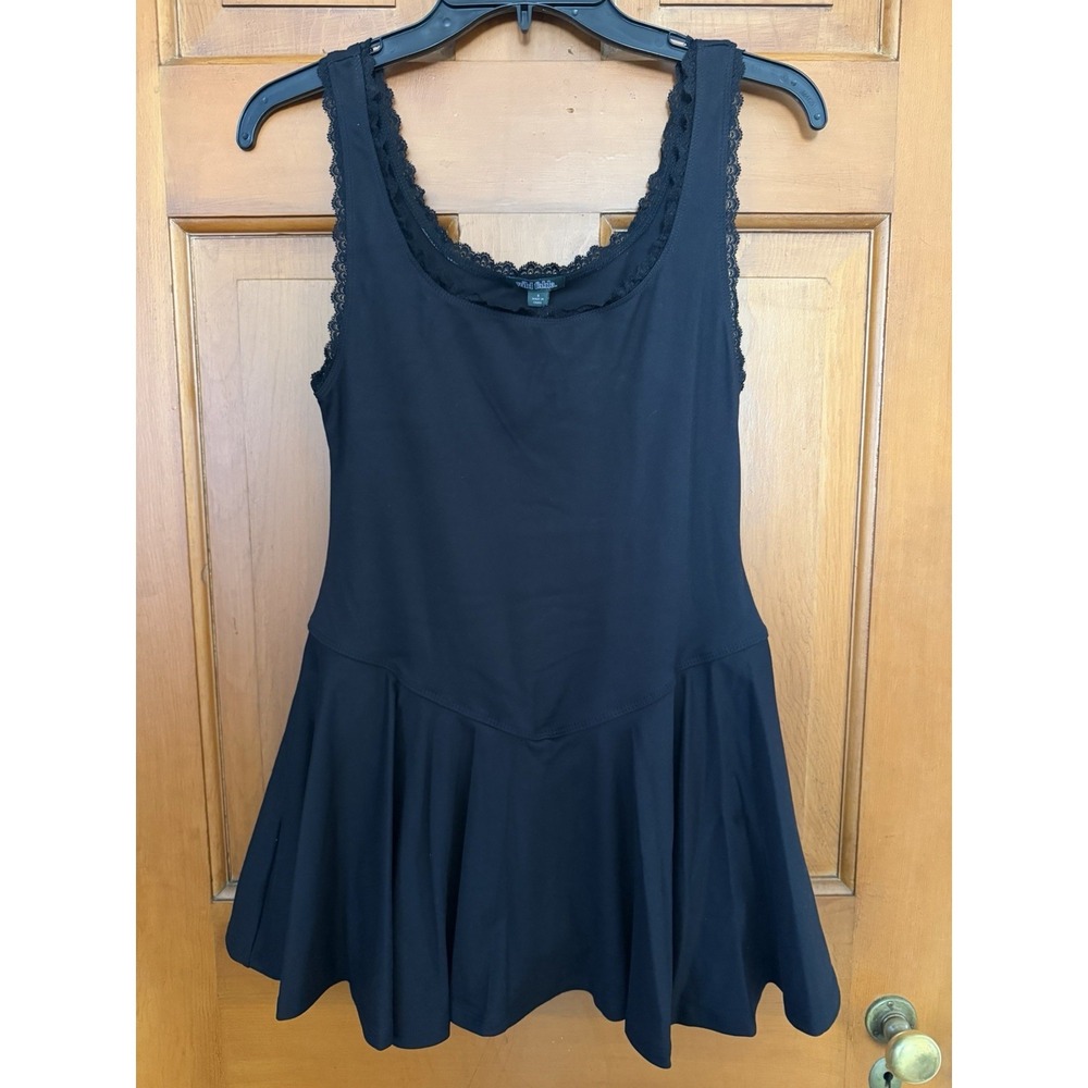 Women's Wild Fable Black Game Day Lace Drop Waist Mini Skater Dress Small NWT